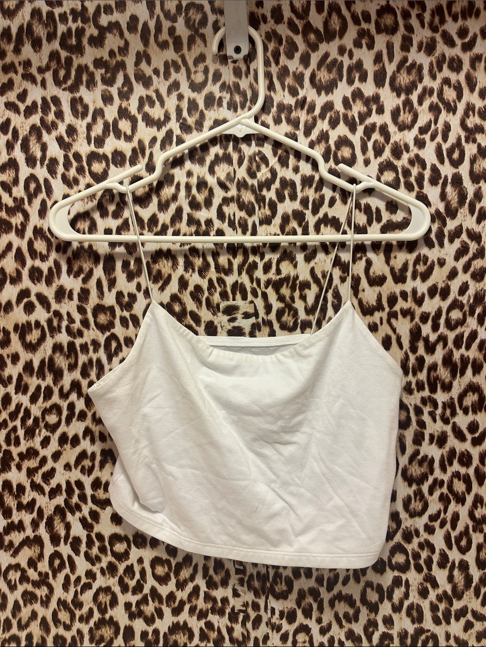 White Spaghetti Strap Crop Top - Unbranded